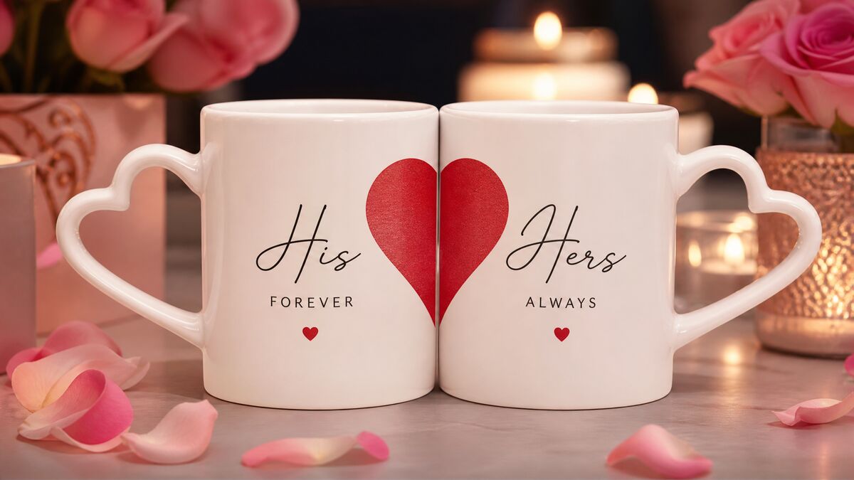 Tazas matching personalizadas para pareja con diseño de corazón